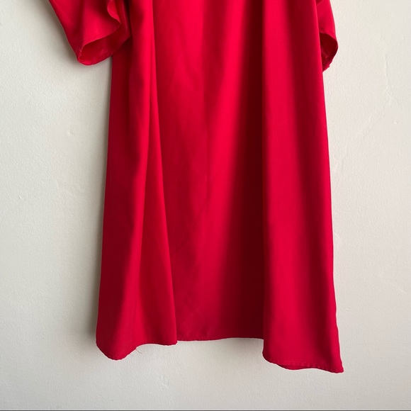 Francesca’s Red Open Shoulder Ruffle Dress - Picture 4 of 8
